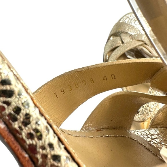 Saint Laurent Tribute High-Heel Leather Sandal in Metallic Gold size 40 | US 10 - Picture 9 of 14